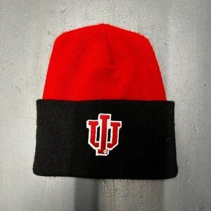 Vintage 90s Indiana university Hoosiers IU black and red cuffed beanie